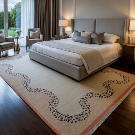 Handcrafted Vintage Cotton and Wool Handknotted Rug for Heritage Homes